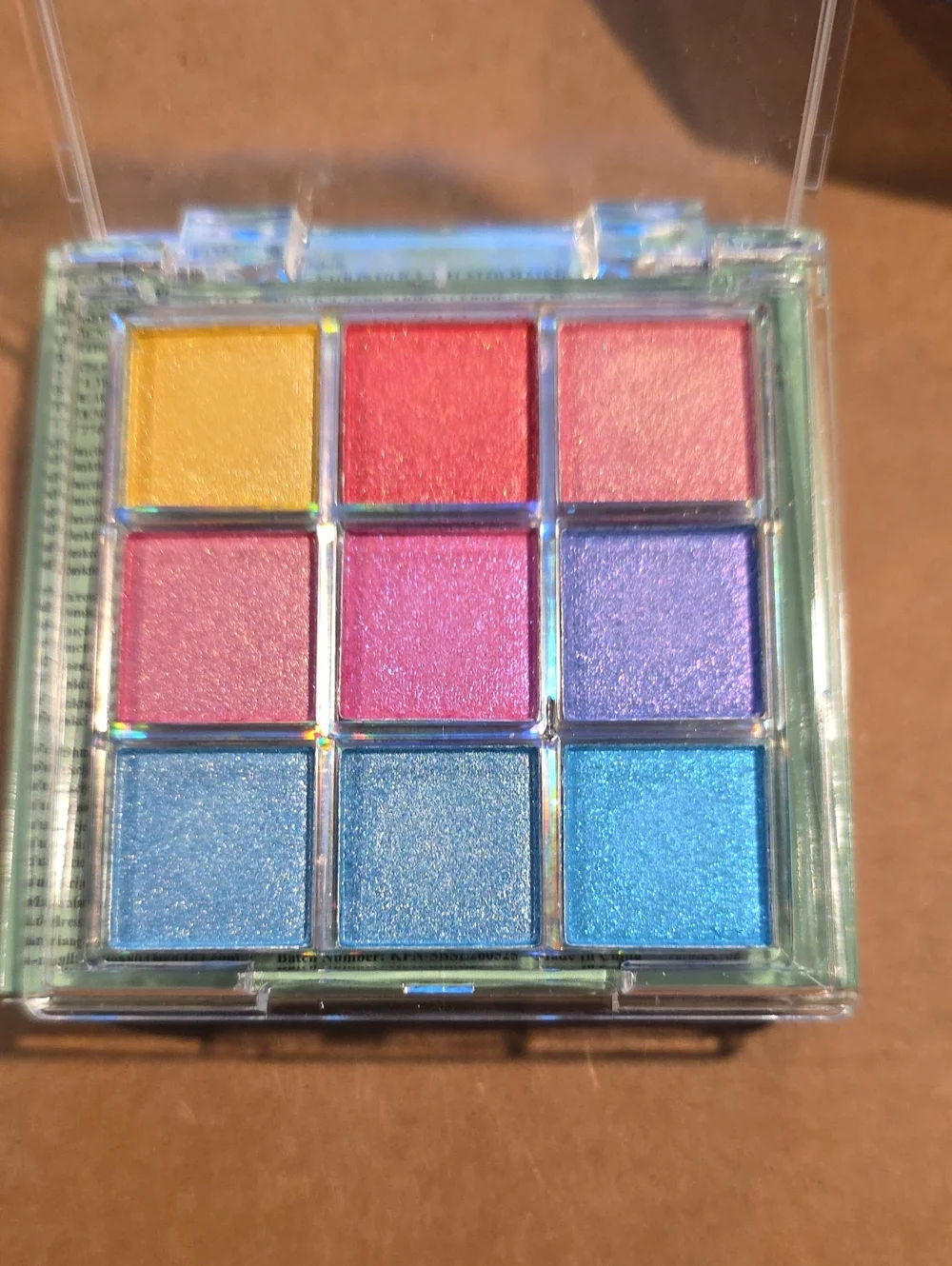 Amazon 9-Color Shimmer Eyeshadow Palette - Yellow, Pink, Purple, Blue